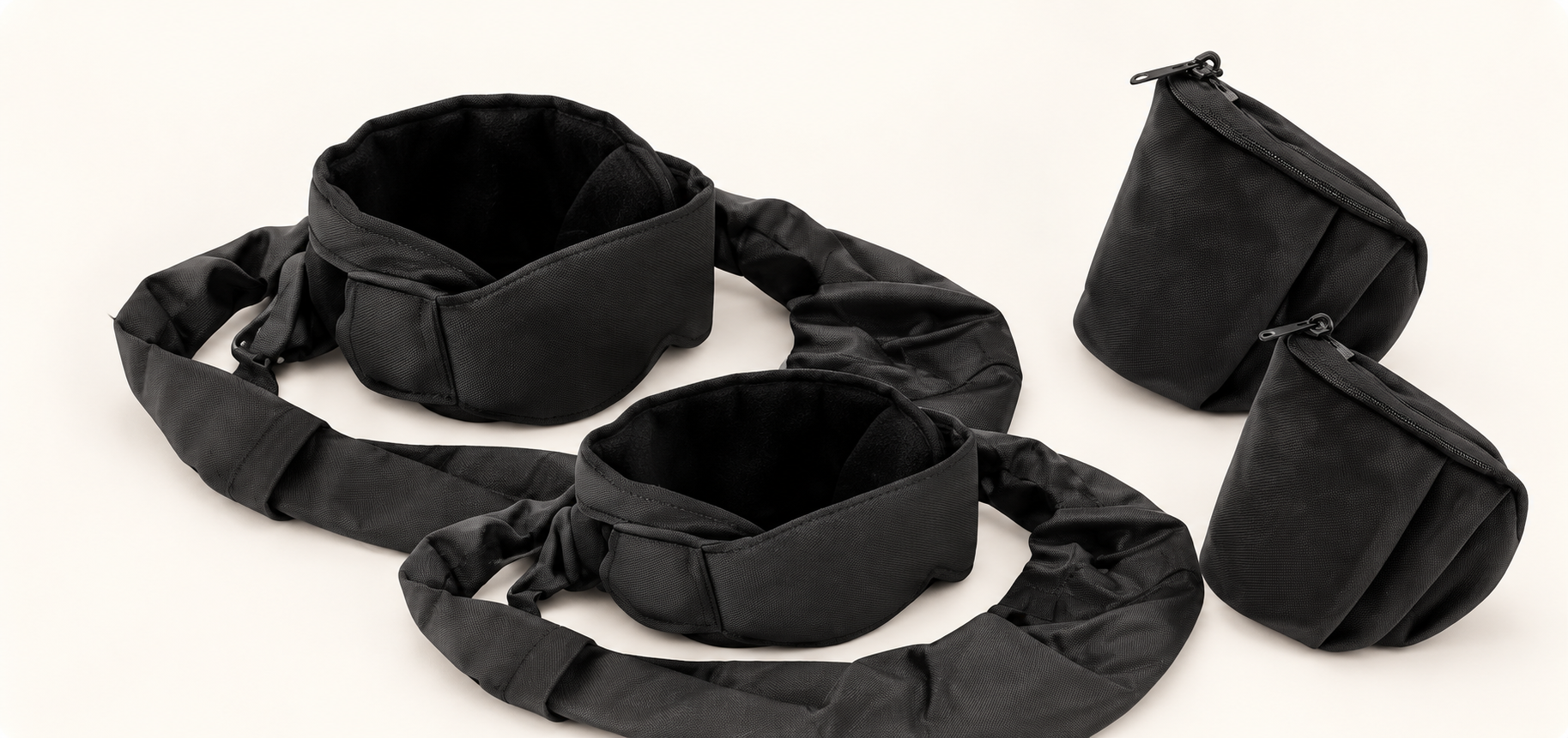 2 complete black travel rest sets