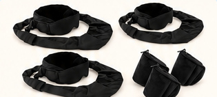 3 complete black travel rest sets